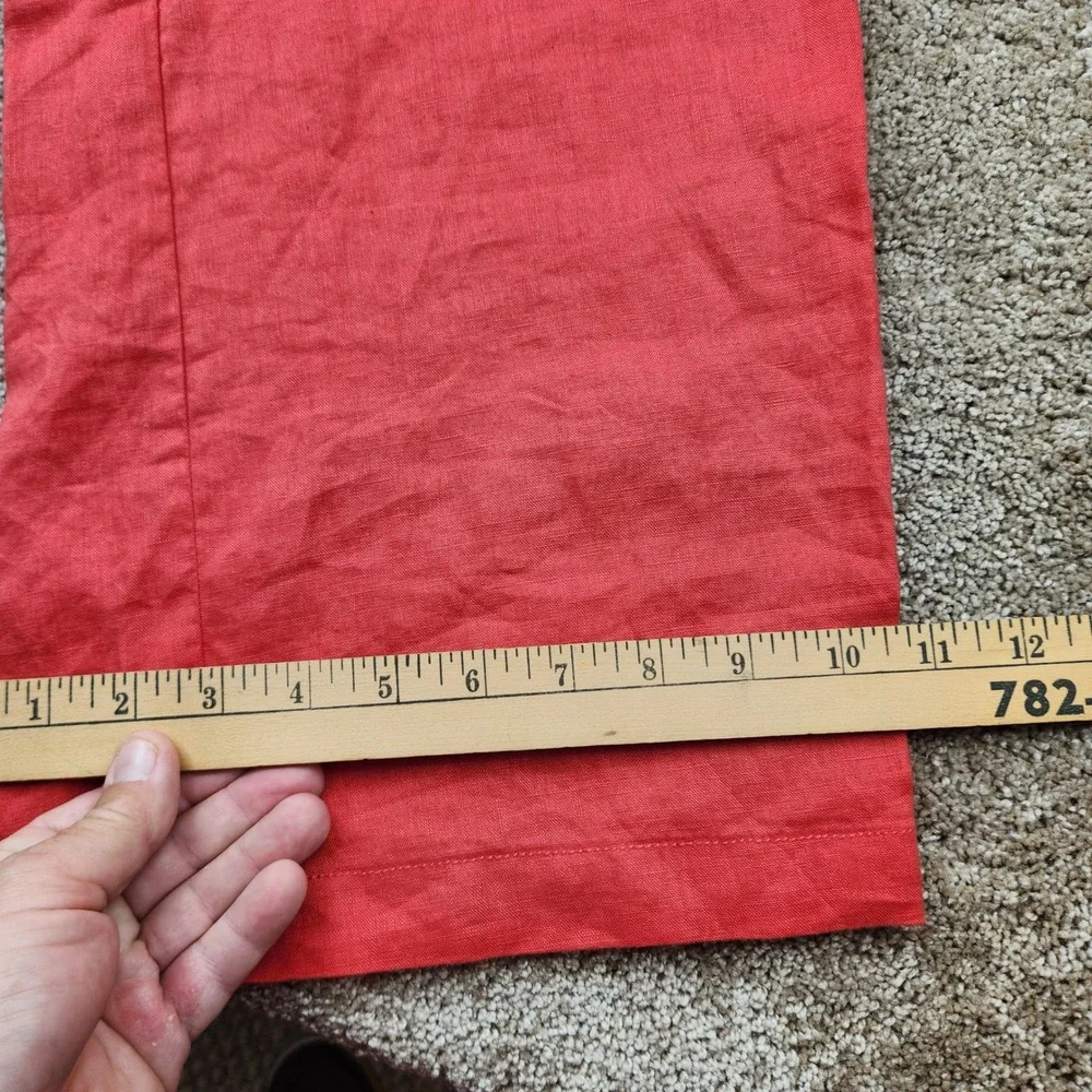 Banana Republic Womens Red Wide Leg Linen Pants Trousers Size 10 Mid Rise